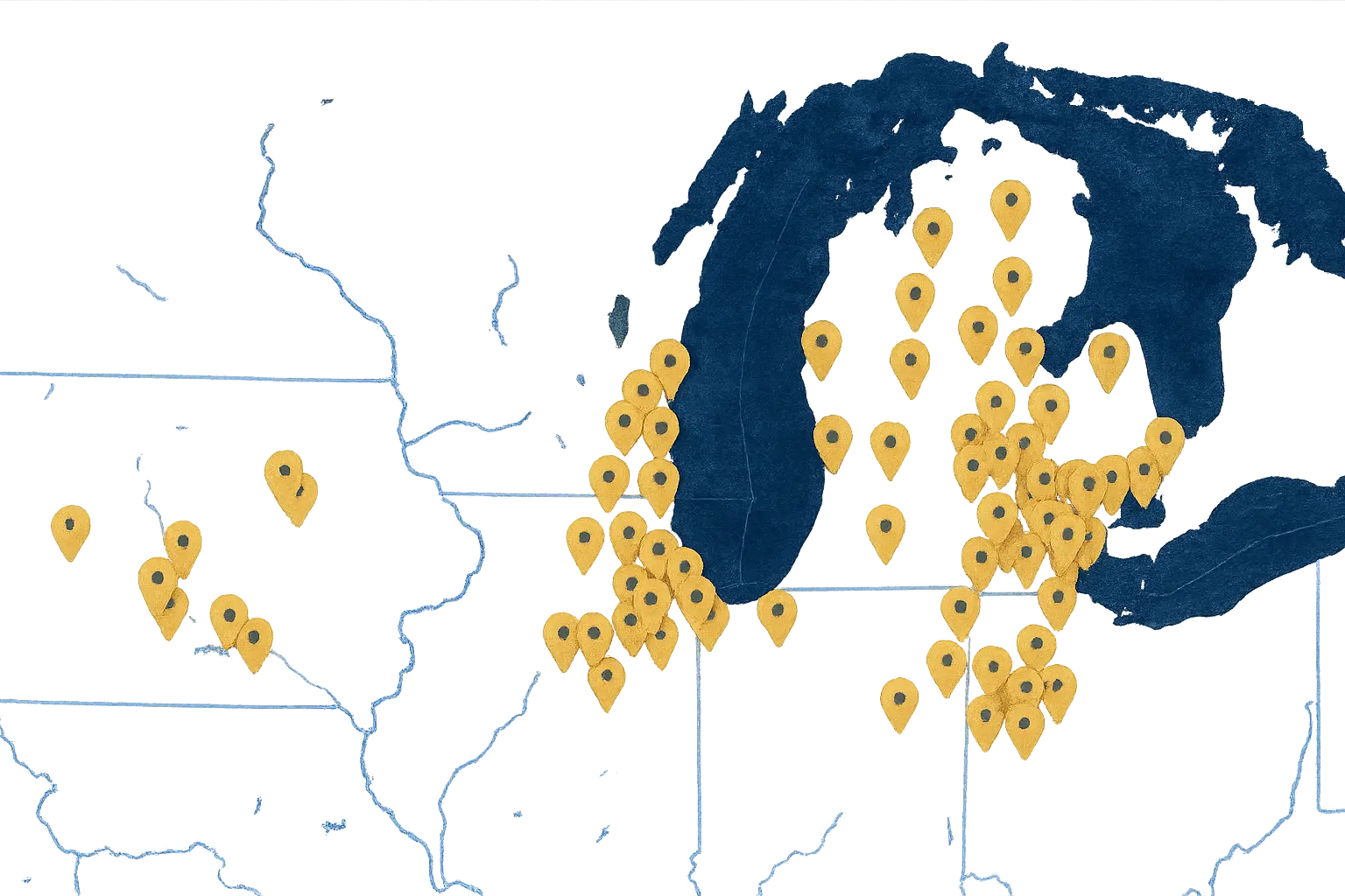map of michigan with pins